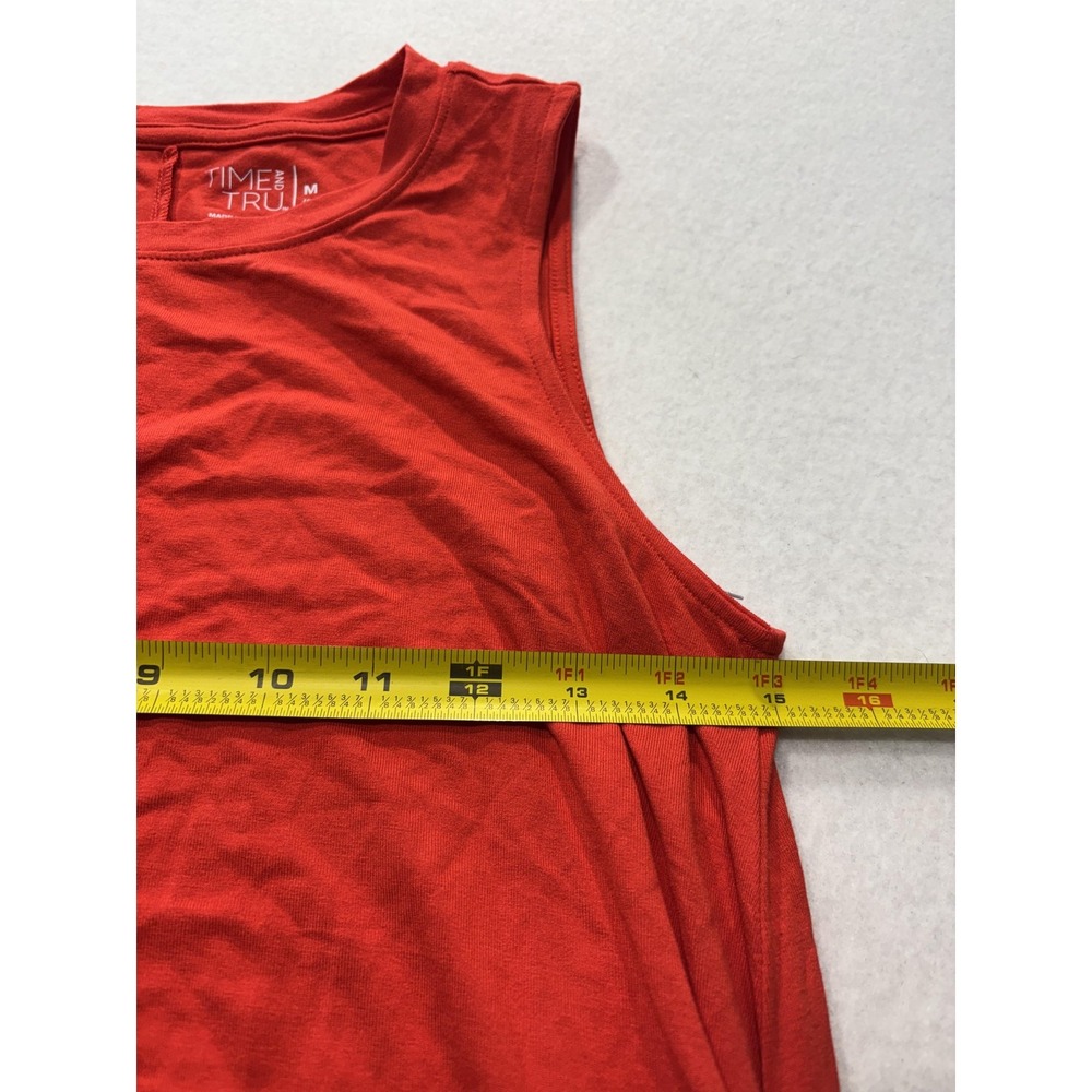 Time And Tru Tank Dress Womens Medium Red Crew Neck Sleeveless Stretch Jersey - Picture 9 of 9